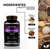 Chromium 400 | L-
Carnitina y Policotinato de Cromo 120 capsulas