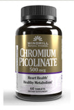 Chromium Picolinate Windmill Picolinato Cromo 60 Tabs 500mcg Sabor Sin Sabor
