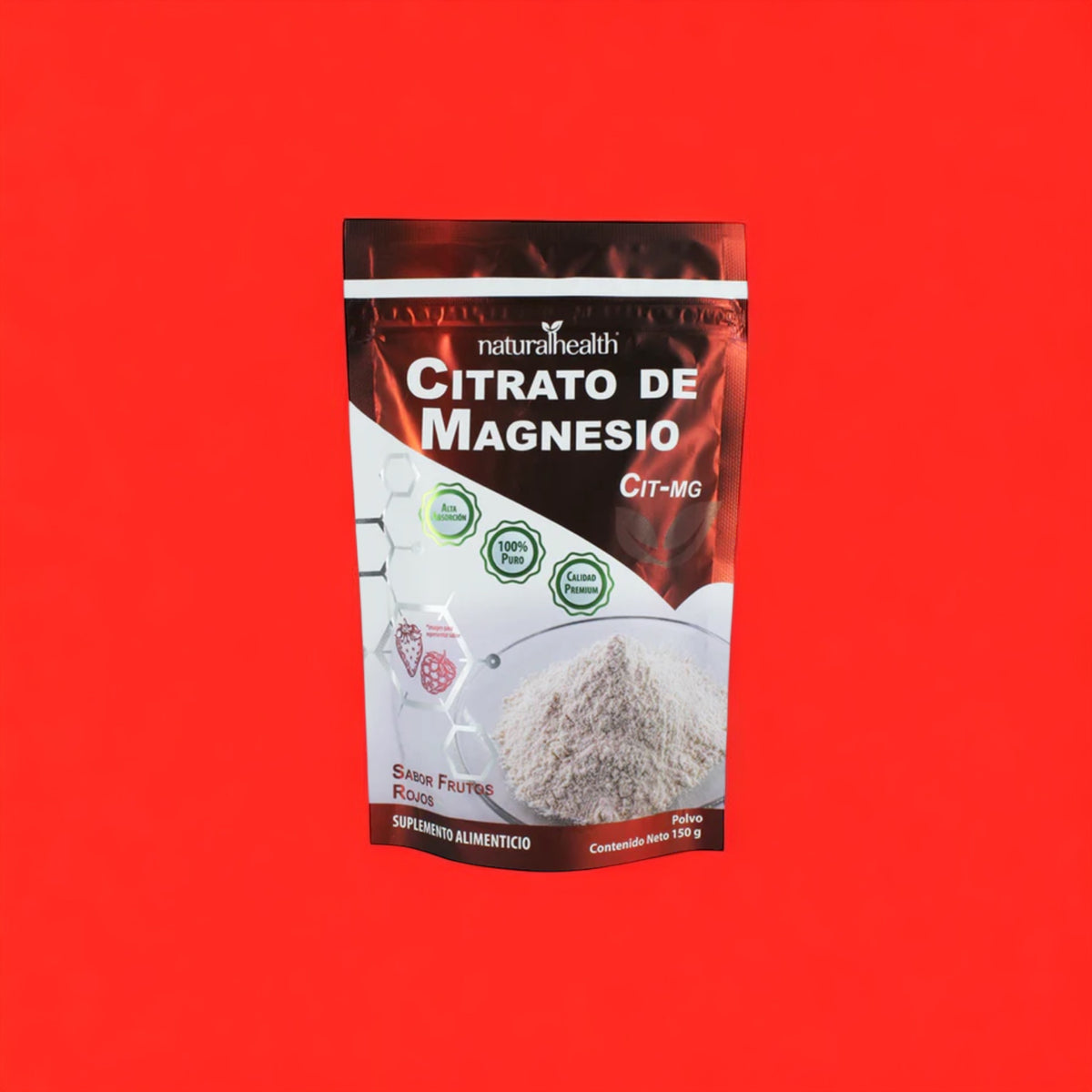 CITRATO DE MAGNESIO SABOR FRUTOS ROJOS,  BOLSA CON 150G