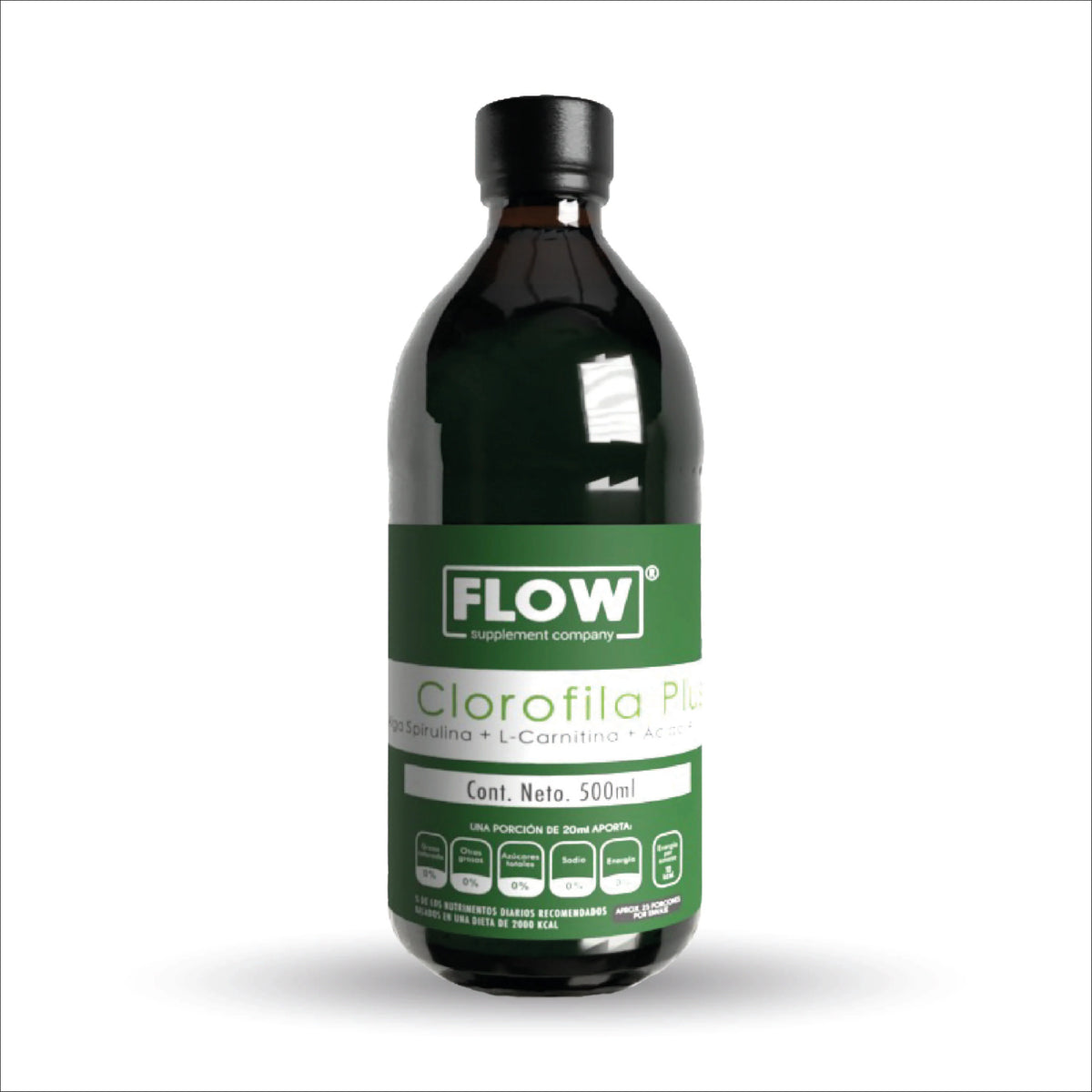 Clorofila líquida + Alga Spirulina + L-Carnitina + Acido Alfa Lipoico de 500 ml