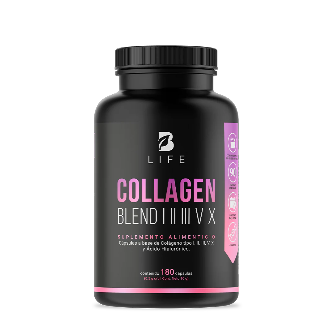 Collagen Blend I II III V X | Colágeno Hidrolizado Tipo I, II, III, V y X 180 Cápsulas | 500 mg
