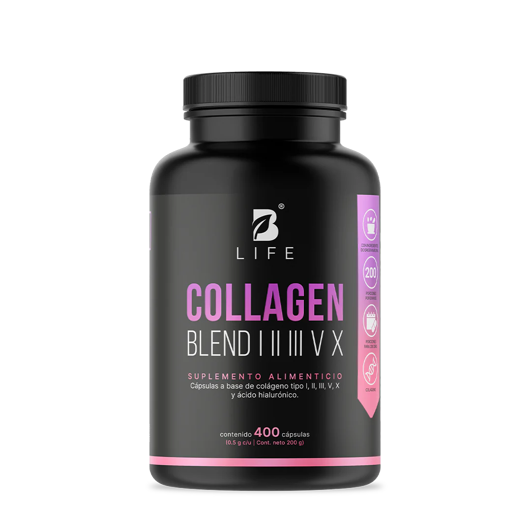 Collagen Blend I II III V X | Colágeno Hidrolizado Tipo I, II, III, V y X 400 Caps | 500 mg