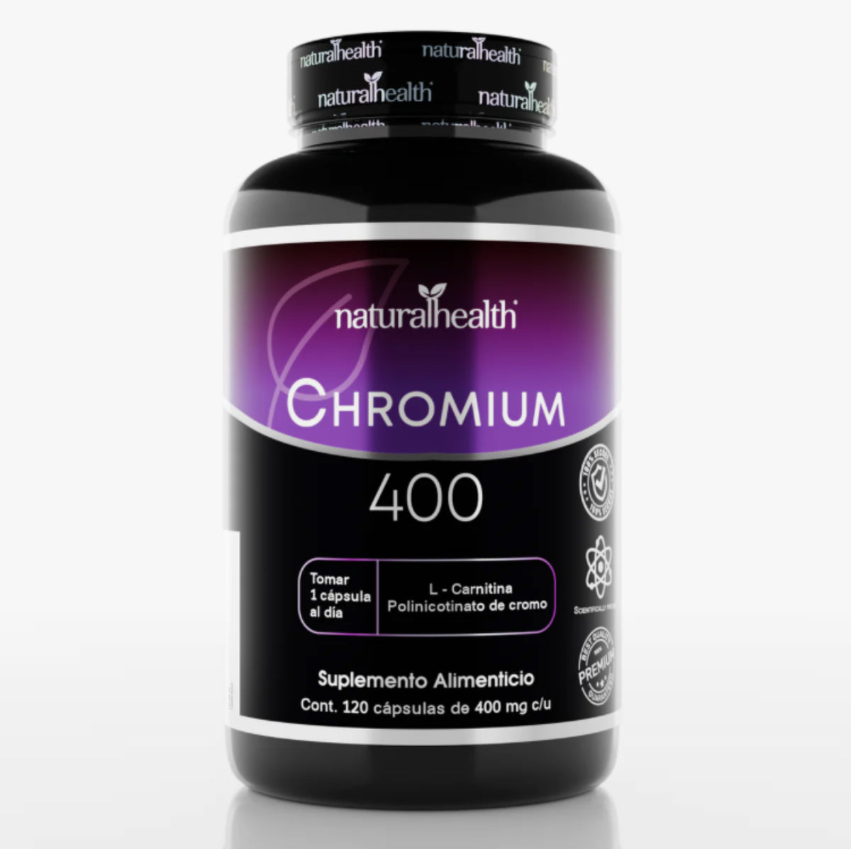 Chromium 400 | L-
Carnitina y Policotinato de Cromo 120 capsulas