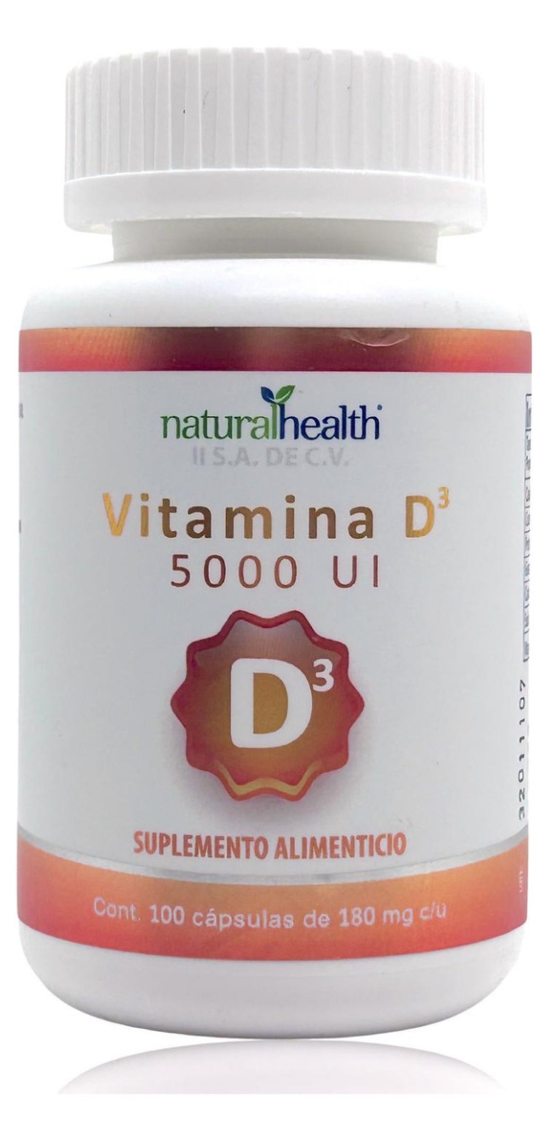 VITAMINA D3, FRASCO PEAD CON 100 CAPS DE
GELATINA SUAVE DE 180 MG C/U