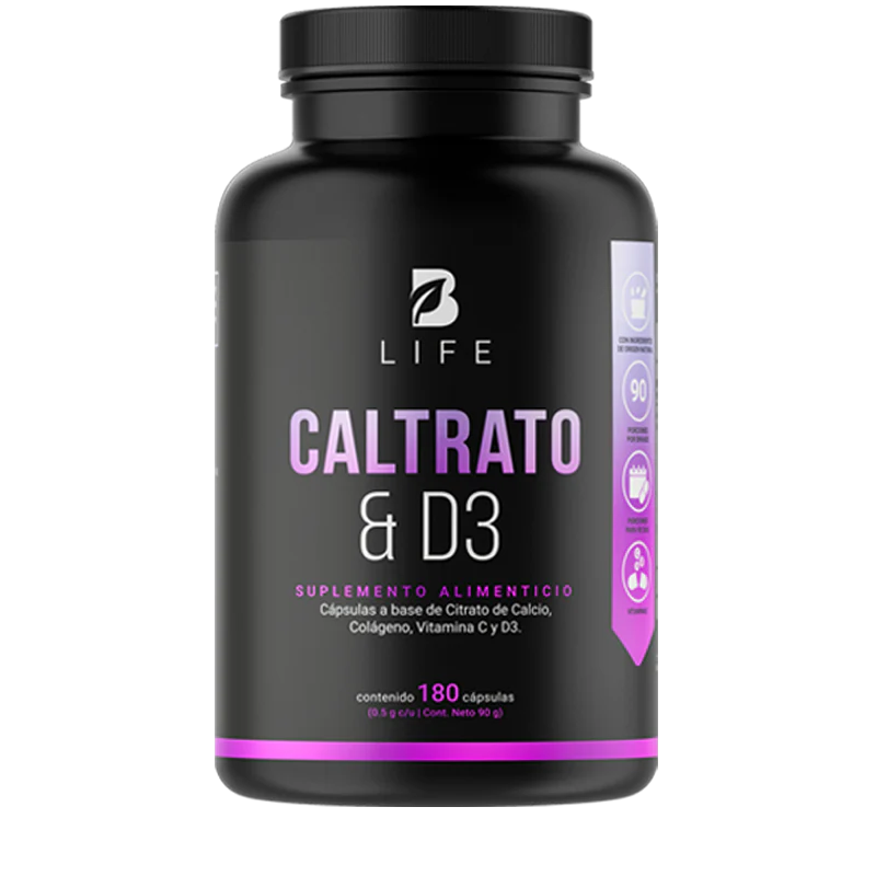 Caltrato & D3 | Citrato de Calcio y Vitamina D3 180 caps | 500 mg